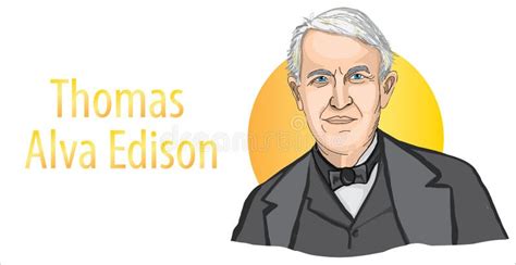 Thomas Alva Edison Vector Illustration Hand Drawn Stock Vector