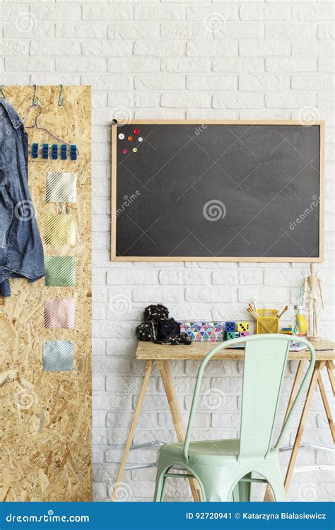 Interior With Blackboard And Desk Stock Image Image Of Idea Home