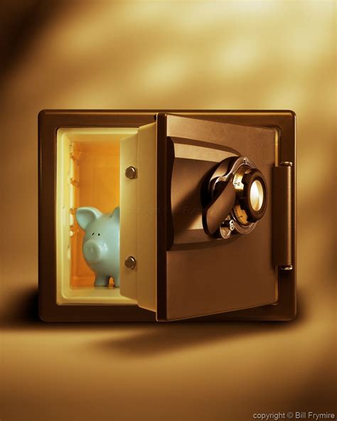 piggy bank inside of combination safe
