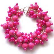 Hot Pink Pearl Cluster Bracelet Folksy