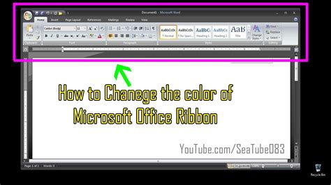 How To Change Color Of The Microsoft Office Ribbon Youtube