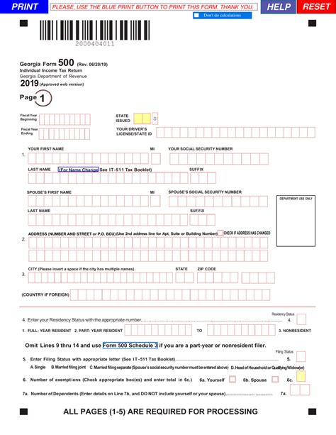 Ga 500 Printable Form Printable Forms Free Online
