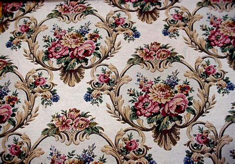Floral Tapestry Fabric Vintage Rose Pattern Heavy Woven Etsy