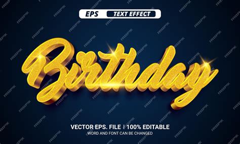 Premium Vector Birthday 3d Editable Glitter Text Effect Vector