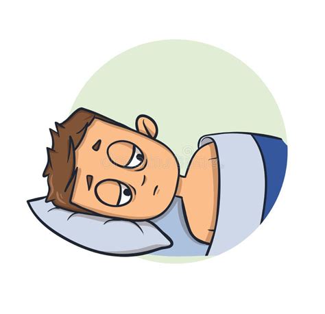 Sleepless Young Man Lying In Bed Insomnia Cartoon Design Icon Flat
