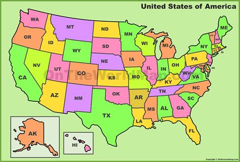 Usa Map With Capitals And Abbreviations
