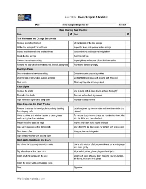 Free Checklist Format Of Housekeeping Sample Customer Service Housekeeping Inspection Checklist 