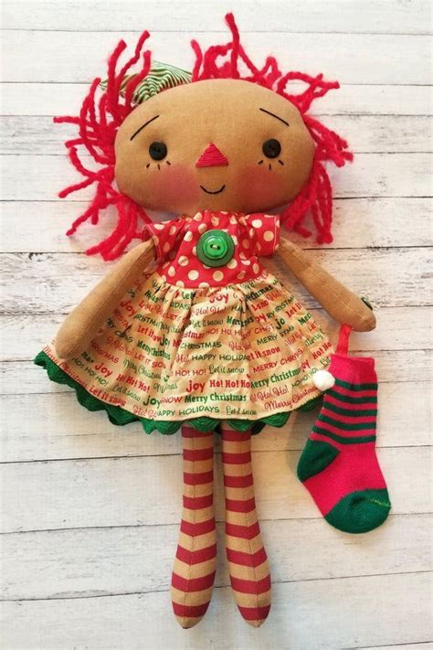 Merry Christmas Tiny Stocking Annie Primitive Raggedy Ann Etsy Ann