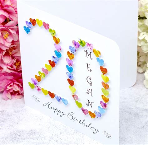 20th Birthday Card Handmade And Personalised Age 20 Cards Etsy