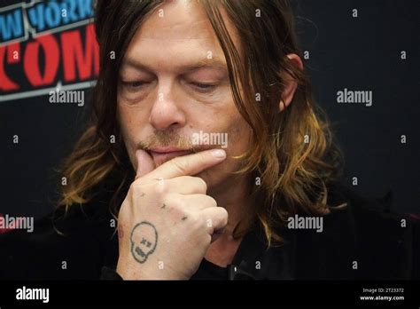 new york new york usa 12th oct 2023 norman reedus speaks at the walking dead daryl dixon