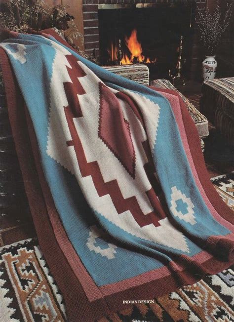 Vintage Knit Afghan Pattern Indian Design Native American