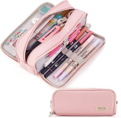 Cicimelon Large Capacity Pencil Case 3 Compartment Pouch Pen Bag For