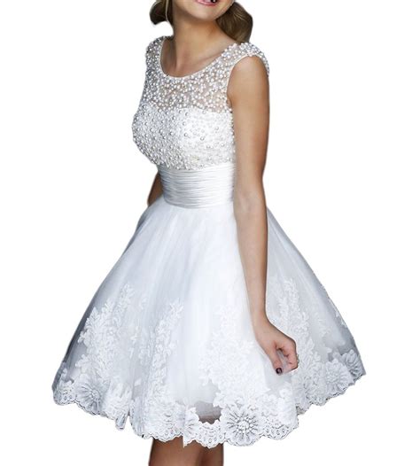 Nyarer Short White Pearl Lace Wedding Dresses Ny Find Out More