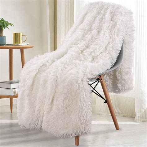 Shaggy Longfur Throw Blanket With Sherpa Warm Underside Super Soft
