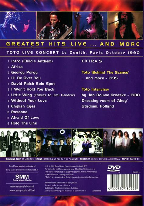 Toto Greatest Hits Liveand More Dvd Opus3a