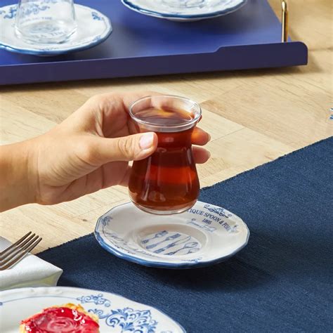 Karaca Antique 8 Piece Glass Turkish Tea Set For 4 People 170ml Multi