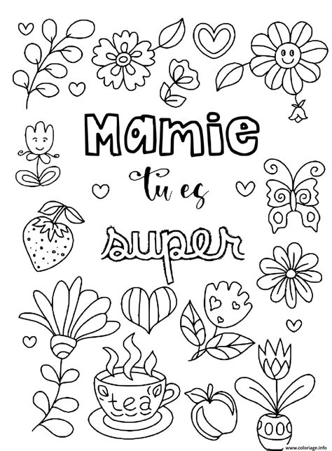 Coloriage Mamie Tu Es Super Fleurs Dessin Fete Des Grands Meres Mamies Imprimer