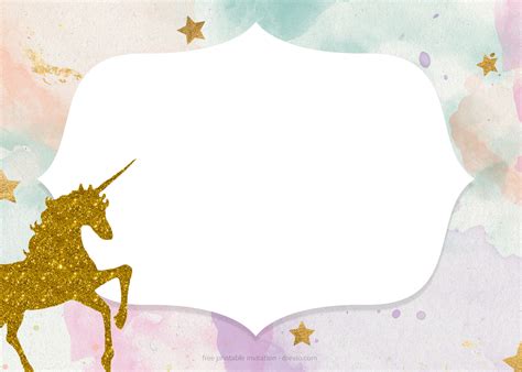 Free Printable Golden Unicorn Birthday Invitation Template 0c2