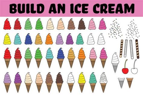 Build Your Own Ice Cream Cone Clipart Graphic By Mydigitalart