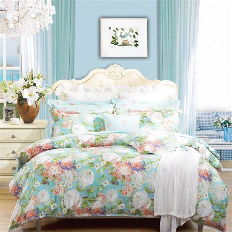 Cost for queen size comforters may vary according to material and its quality. Durable Mint Green White and Coral Pink French Country ...