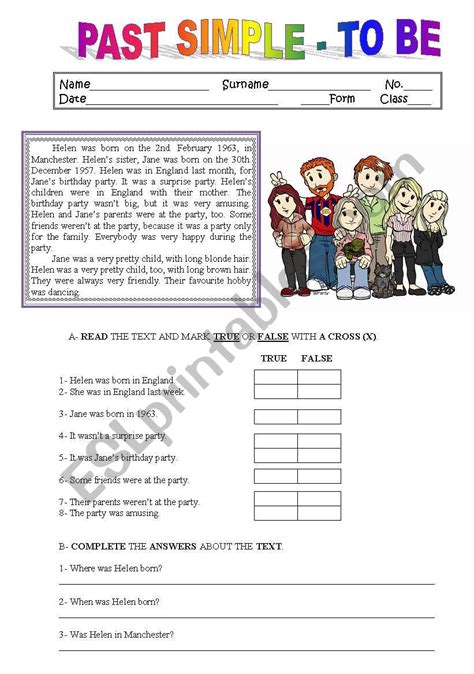 Simple Past Reading Comprehension Worksheets