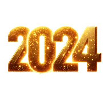 Brilho Dourado 2024 Número Texto Efeito Fundo De Ano Novo PNG