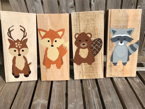 Rustic Baby Nursery Woodland Animal Signs Baby Animal Prints