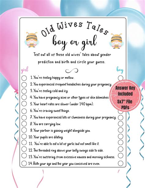 Baby Shower Old Wives Tales Boy Or Girl Game Baby Gnome Baby Shower