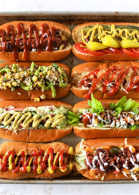 Dill pickle spear/sweet pickle relish/campari tomatoes/sport peppers/yellow mustard/poppy seed sprinkle. Hot Dog Bar - How to Make a Hot Dog Bar + 8 Fancy Hot Dogs