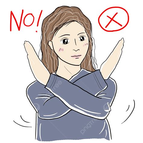 تعلم رسم كاريكاتير باليد تعلم قول لا لفتة الرفض كارتون النساء Png