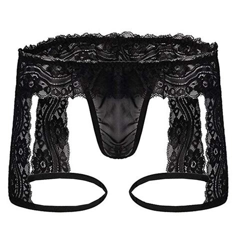 Buy Mens Hollow Sexy Lace Trim Panties Seamless G String Briefs Male