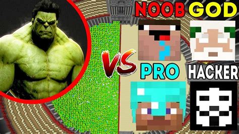 Minecraft Battle Noob Vs Pro Vs Hacker Vs God Super God Hulk