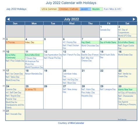 Print Friendly July 2022 Us Calendar For Printing