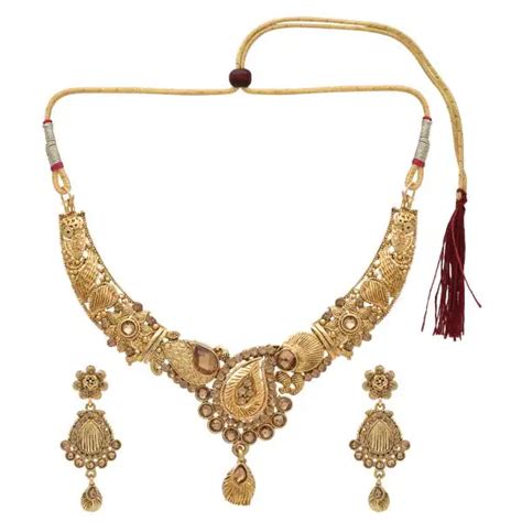Kord Store Rajwadi Look Flower Design Lct Stone Gold Plated Choker Necklace Set For Women Jiomart