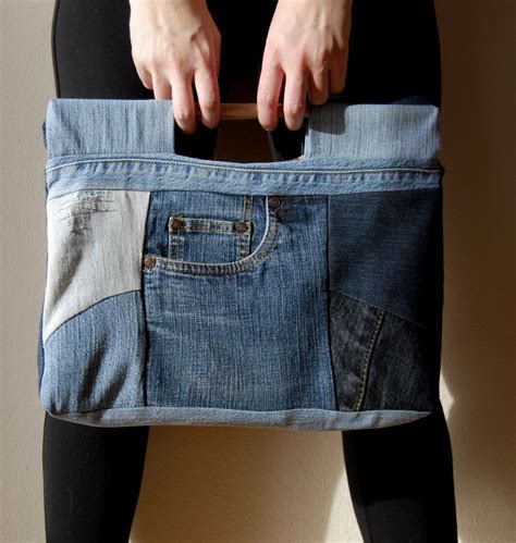 Recycling Old Jeans Recycled Jeans Bag Blue Jeans Crafts Jeans Bag
