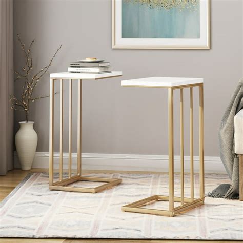 Noble House Wade Modern Glam C Side Table Set Of 2 Champagne Gold