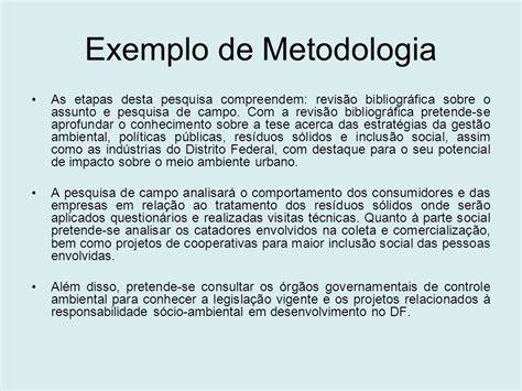 Exemplo De Metodologia Pronta De Um Projeto