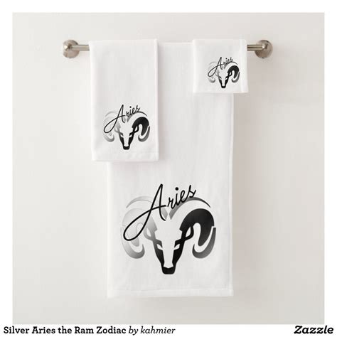 Silver Aries The Ram Zodiac Bath Towel Set Zazzle Bath Towel Sets Bath Towels Towel Set