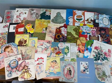 Vintage Used Greeting Cards Ephemera Assorted Lot Of 50 1950s And Up