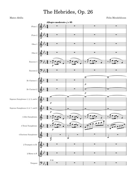 Overture The Hebrides Fingals Cave Felix Mendelssohn Sheet Music