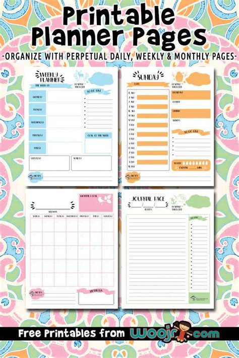 Printable Planner Pages Daily Weekly And Monthly Layouts Woo Jr