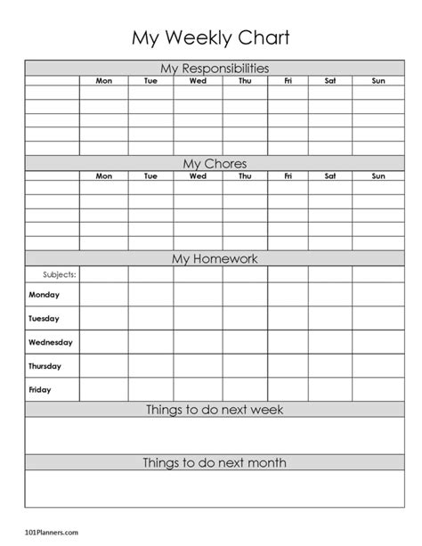 Free Printable Chore Charts For 12 Year Olds
