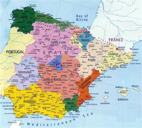 Detailed map of spain and neighboring countries. Spain Maps | Printable Maps of Spain for Download