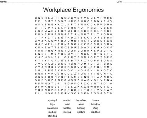 Workplace Ergonomics Word Search Wordmint