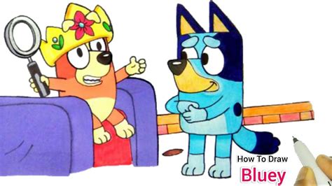 How To Draw Bluey Lets Play Queens Bluey Cartoon Cartooning