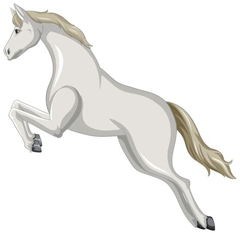 Free Vector White Horse Jumping Cartoon