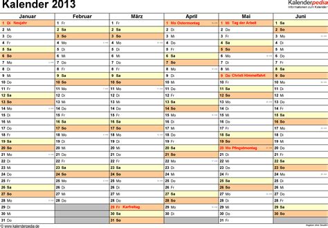 Kalender 2013 Excel Zum Ausdrucken 12 Vorlagen Kostenlos