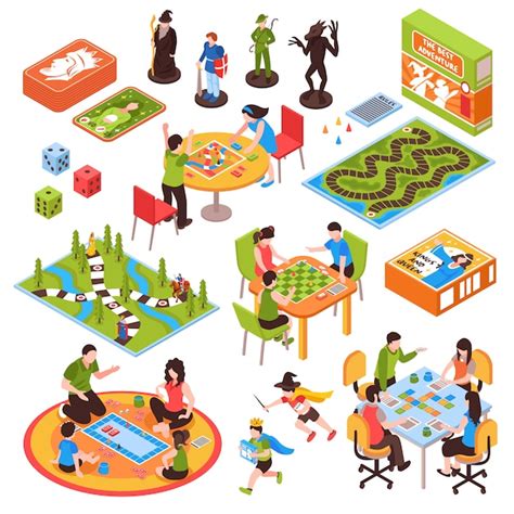 Free Vector Board Games People Isometric Set