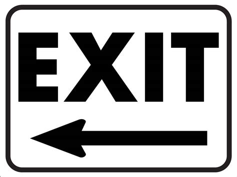 Exit Black And White Left Arrow Sign New Signs