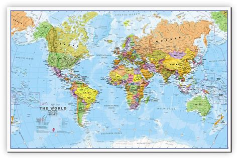 World Wall Map Political Poster Print Art Map Size And Finish Options Ebay